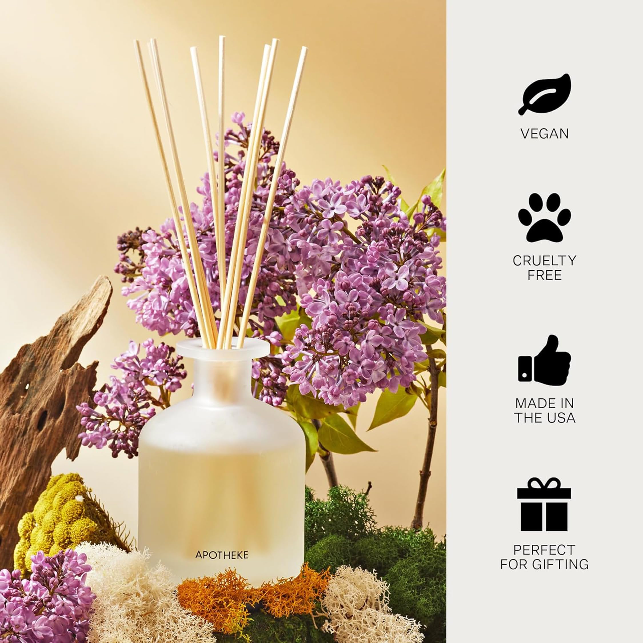 Apotheke Difusor de varillas de aceite perfumado de lujo para el hogar (vetiver blanco), juego de difusor de fragancia para el hogar con varillas