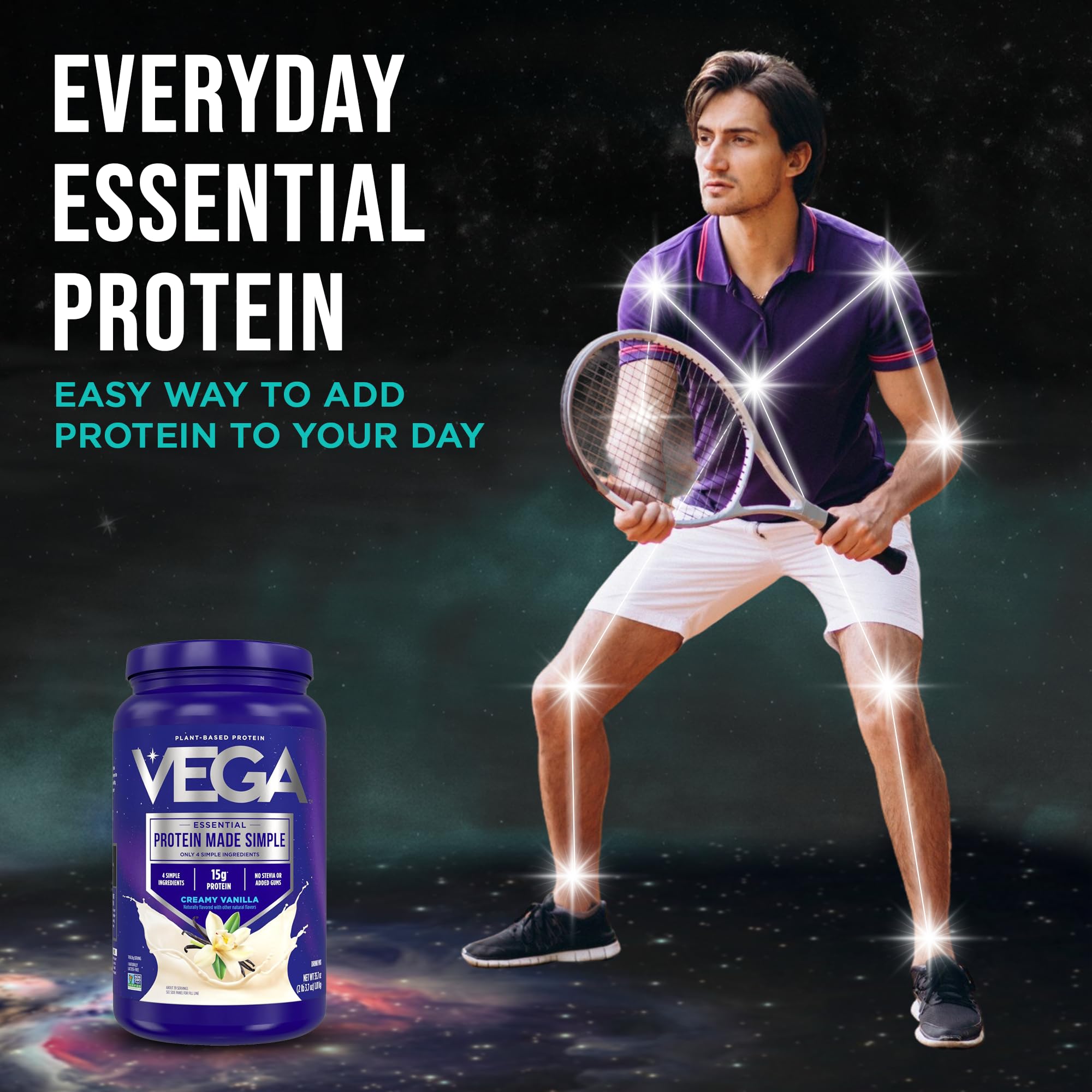Vega Protein Made Simple Vanilla (39 Servings) Stevia Free Vegan Protein Powder, Plant Based, Healthy, Gluten Free, Pea Protein for Women and Men, 2.2 lbs (Packaging May Vary) — Amazon image 3