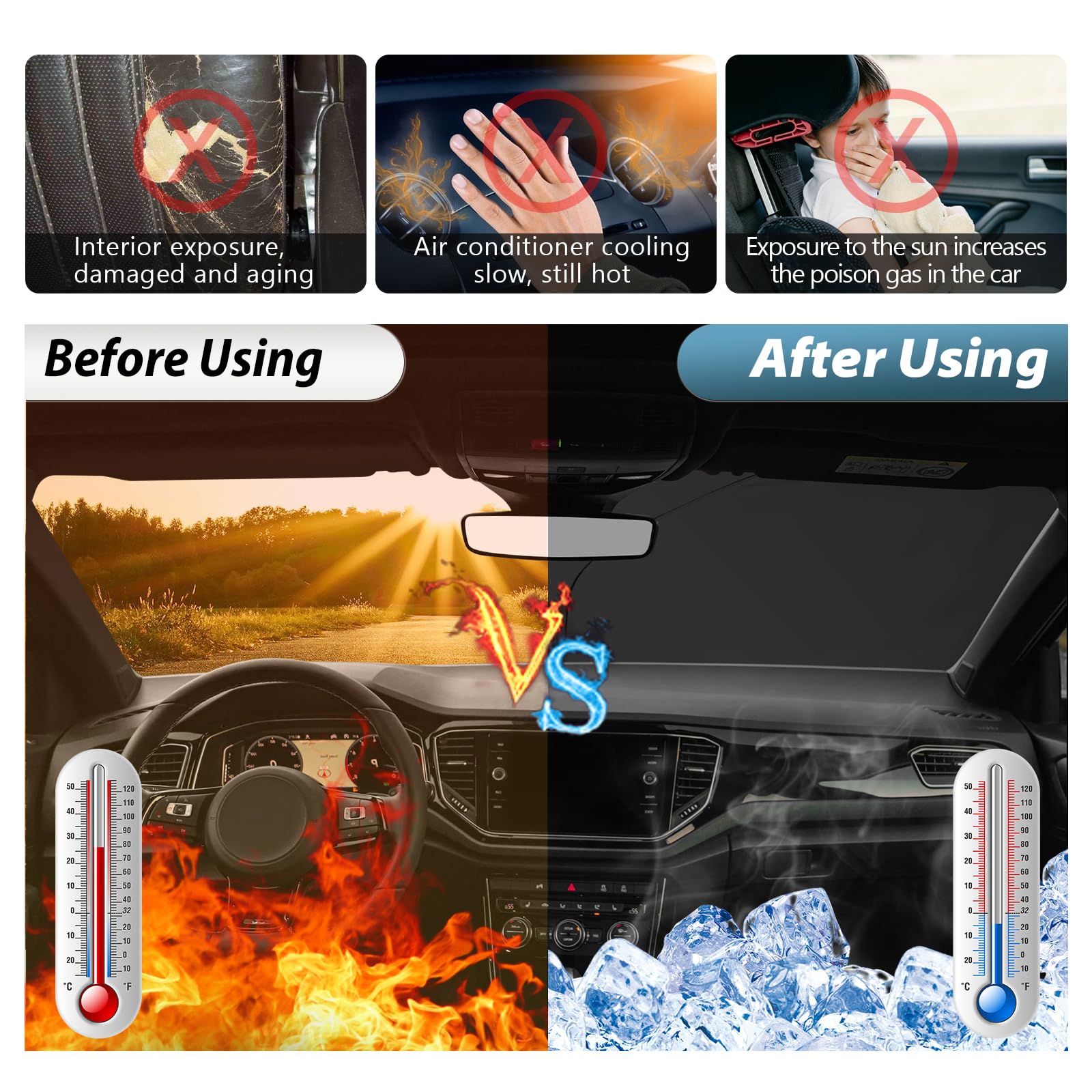 SKTU Pare-Soleil Voiture Compatible Mercedes GLC X253 2016-2022 - Protection UV Pliable