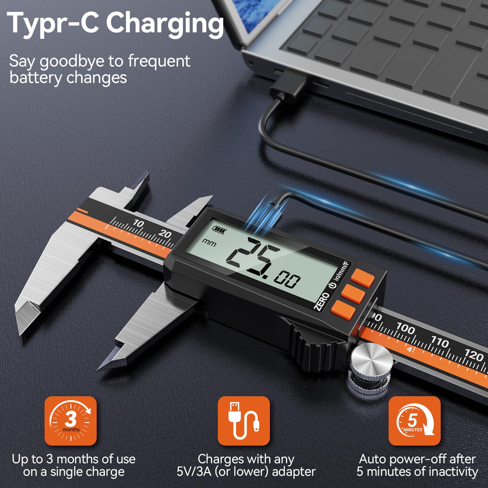 Preciva Digital Calipers - Rechargeable & Accurate -2