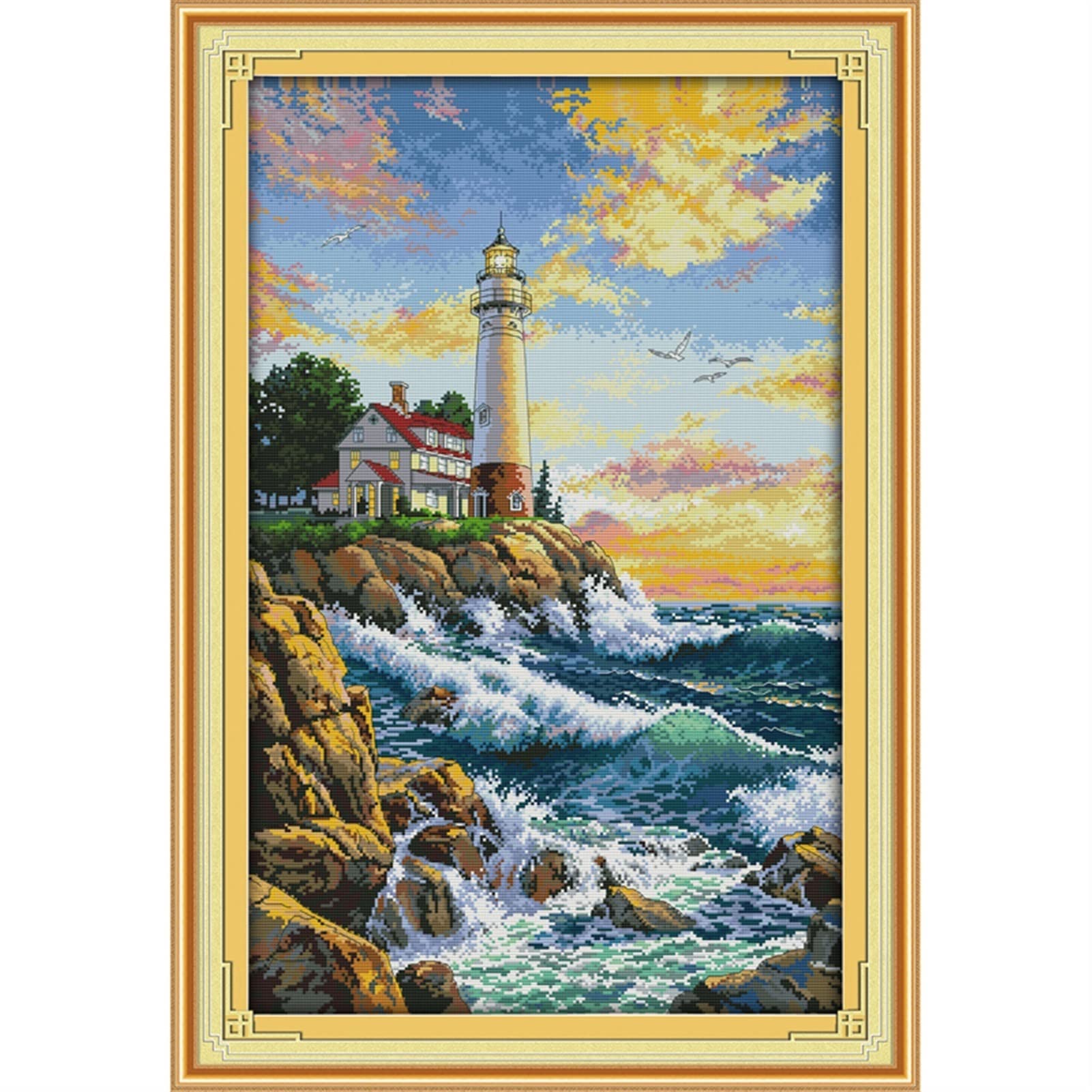 Smdsaz Printed Ecological Cotton Cross Stitch 11Ct And 14Ct (Cross Stitch Fabric Ct Number : Size : 14Ct 44X65 Cm)