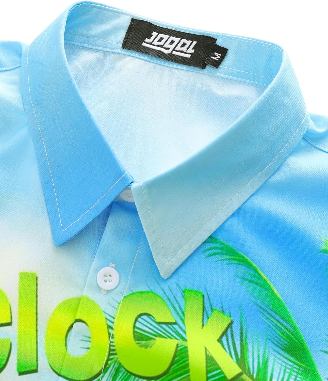 JOGAL Mens Tropical Hawaiian Shirt Short Sleeve Button Down Floral Print Casual Shirt Vacation Summer Beach Shirts Blue Parrot Small - Image 5