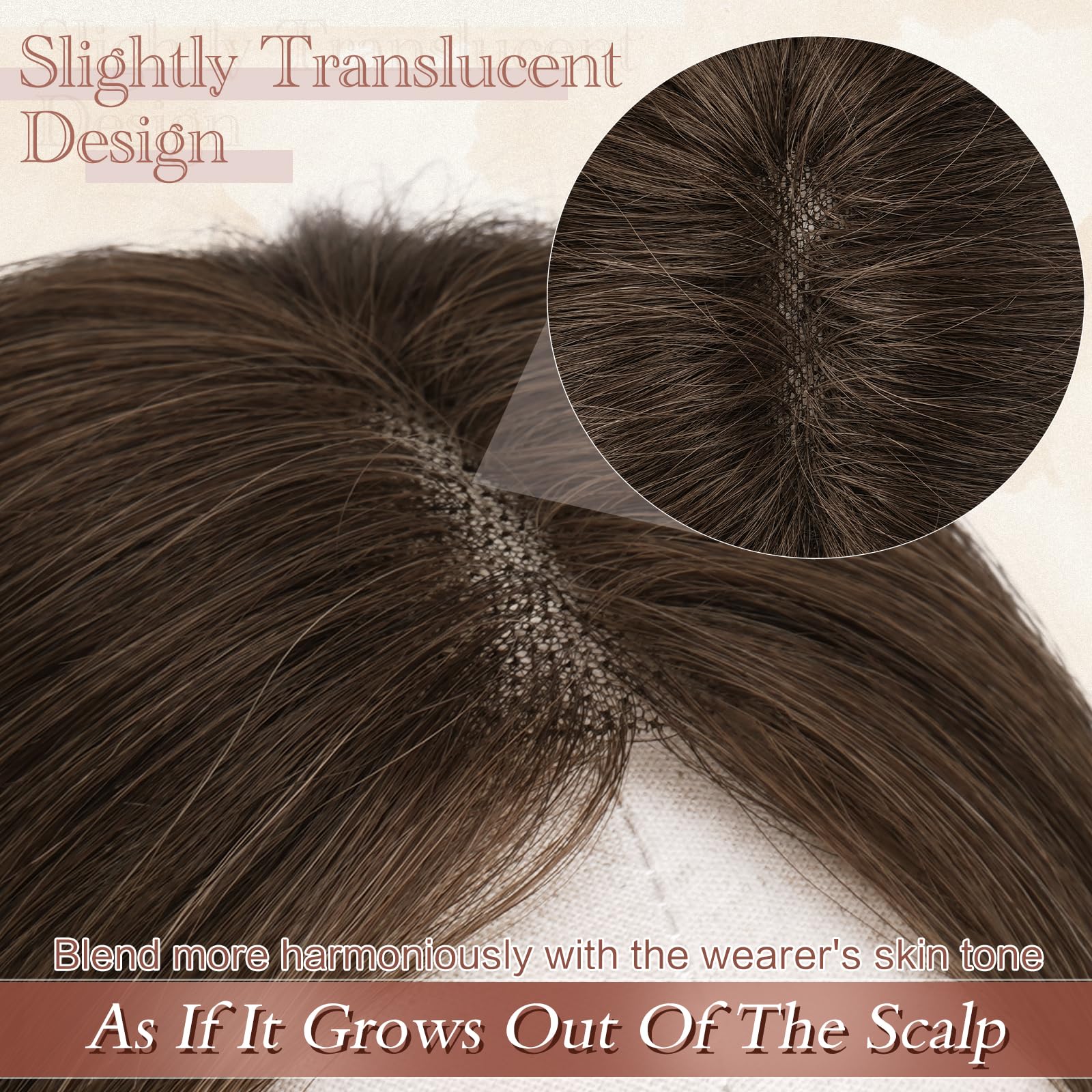 Postiche (topper) Cheveux Humains Noir Court - Avec Clips - Monofilament - Pour Volume Ou Frange