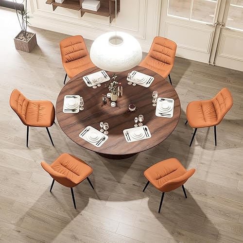 Miniatura 7 de Kidol & Shellder Juego de 2 sillas de comedor, modernas sillas laterales tapizadas de piel sintética con respaldo cómodo, silla sin brazos de