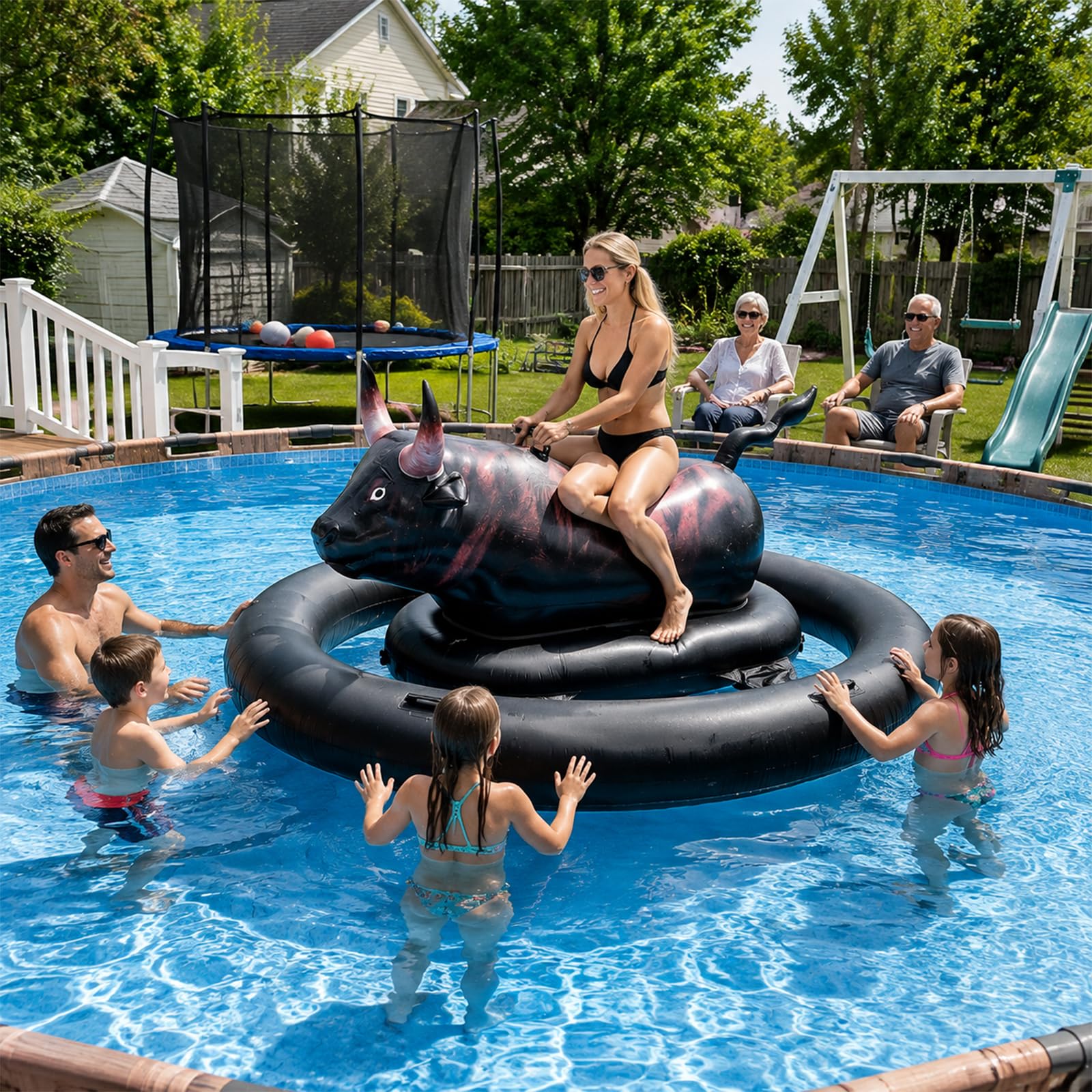 Juguete acuático flotante XXL inflable toro piscina