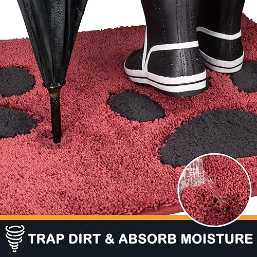 Miniatura 3 de PURRUGS Dirt Trapper - Tapete para puerta de 32 x 70 pulgadas, antideslizante, lavable a máquina, tapete de microfibra para puerta de perro, tapete