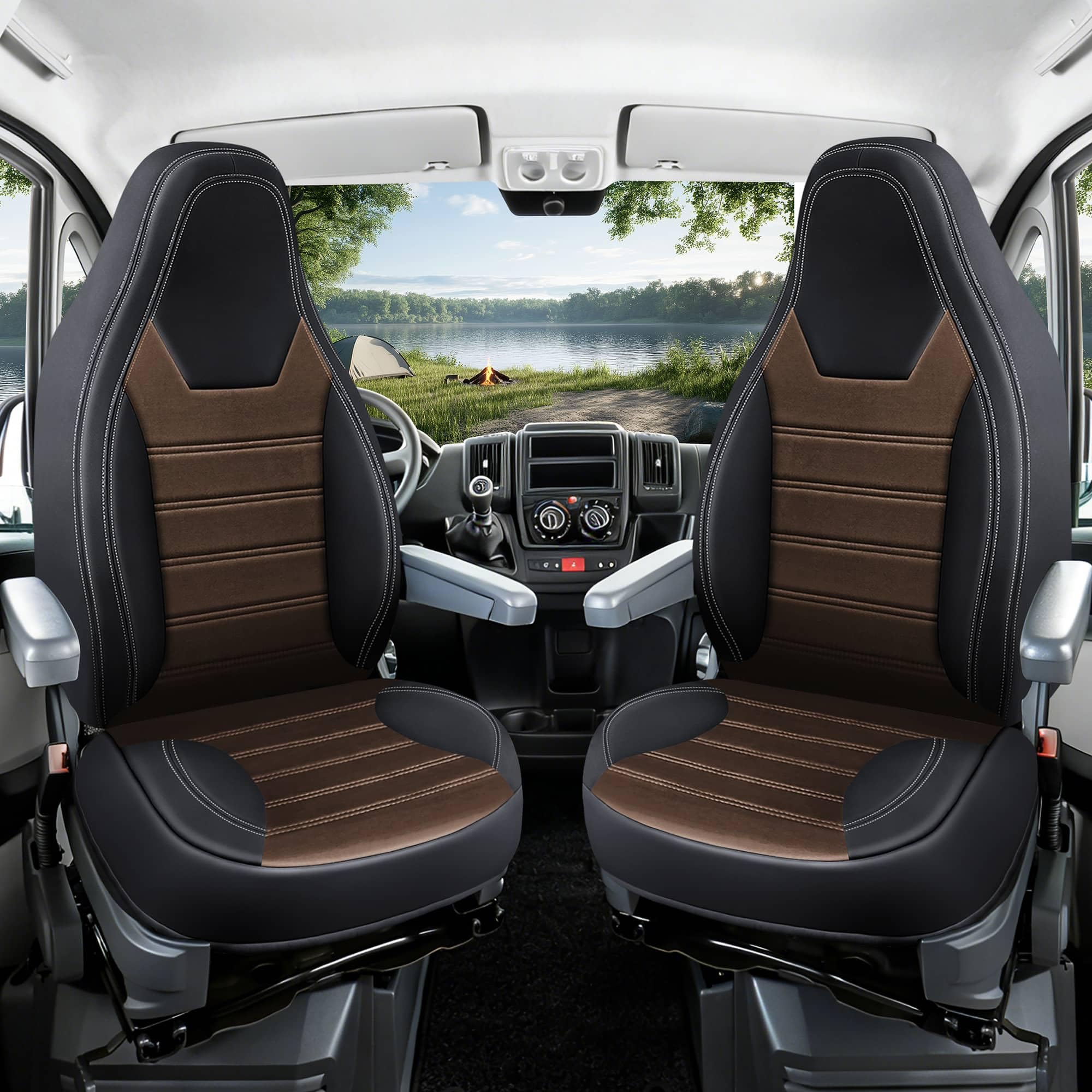 Wohnmobil Sitzbezüge & Schonbezüge für FIAT Ducato, Citroën Jumper & Peugeot Boxer | Passgenaue Vordersitzbezüge HW12 | Teilintegriert, Kastenwagen & Alkoven | Sitzbezug Fahrer & Beifahrersitz