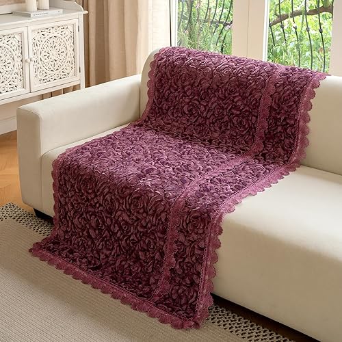 Miniatura 7 de Funda de sofá lavable, funda de sofá para mascotas, funda de sofá con patrón rosa, protector de sofás para perro (malva, 35.5 x 60 pulgadas)