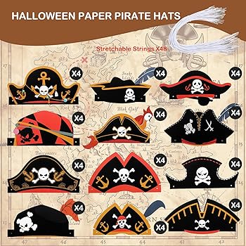 Amazon.co.jp: Funtery 48個 海賊帽子 ハロウィン 海賊