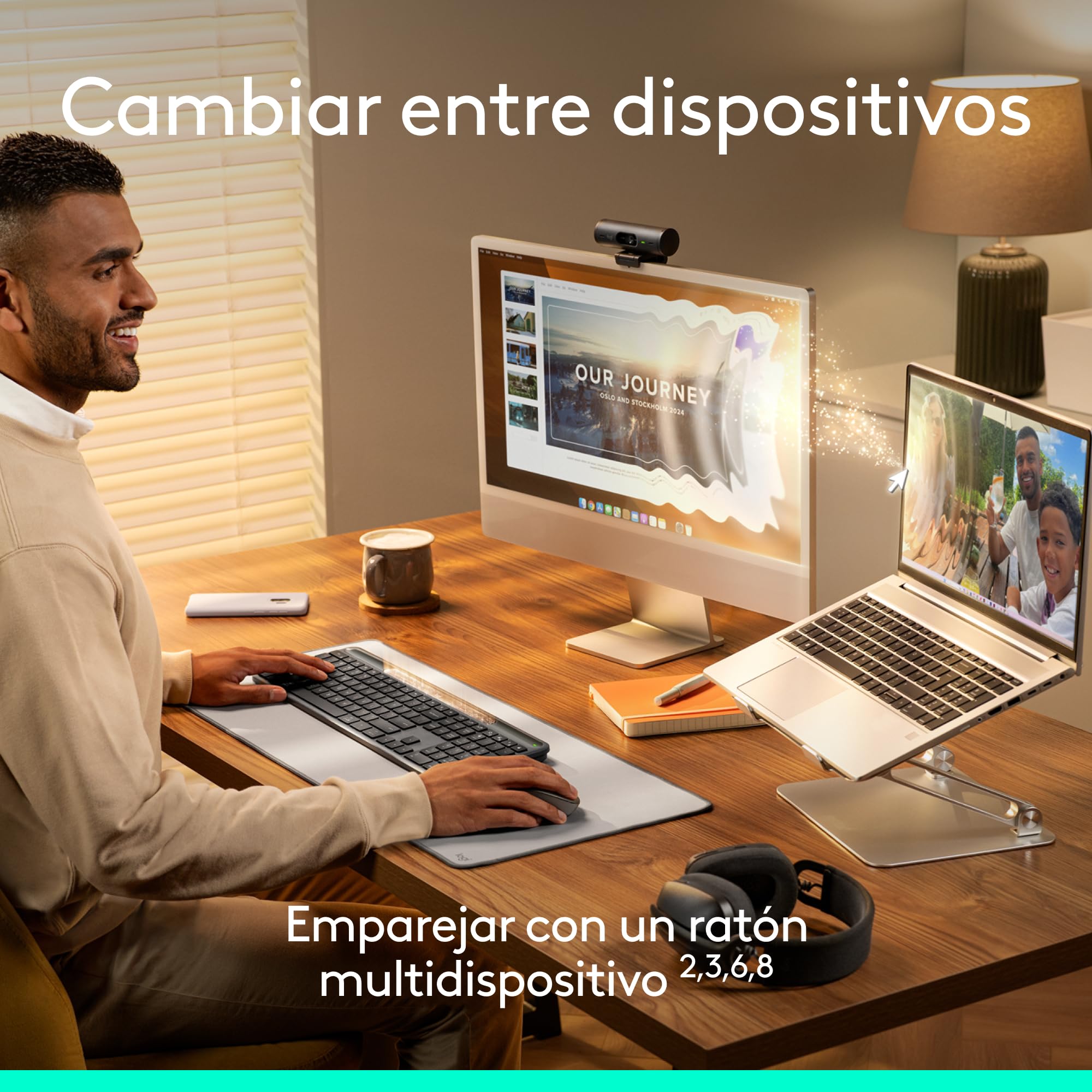 Logitech Signature Slim Solar+, Teclado inalámbrico Alimentado por luz Solar y Artificial, batería Duradera con una Vida útil de hasta 10 años, Teclas Personalizables, Bluetooth, QWERTY ESP - Grafito