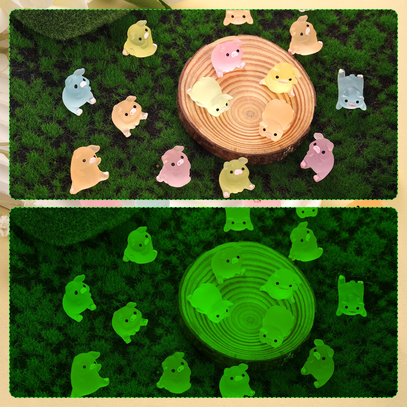 DULEFUN 131-Piece Luminous Mini Resin Animals Figurines – Tiny Colorful Animals For Dollhouse & Micro Landscape Decor