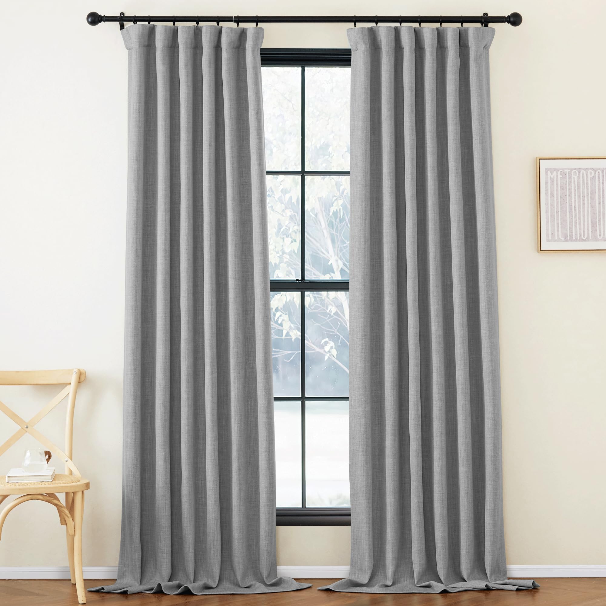 NICETOWN Light Grey Living Room Curtains 120 inches Long