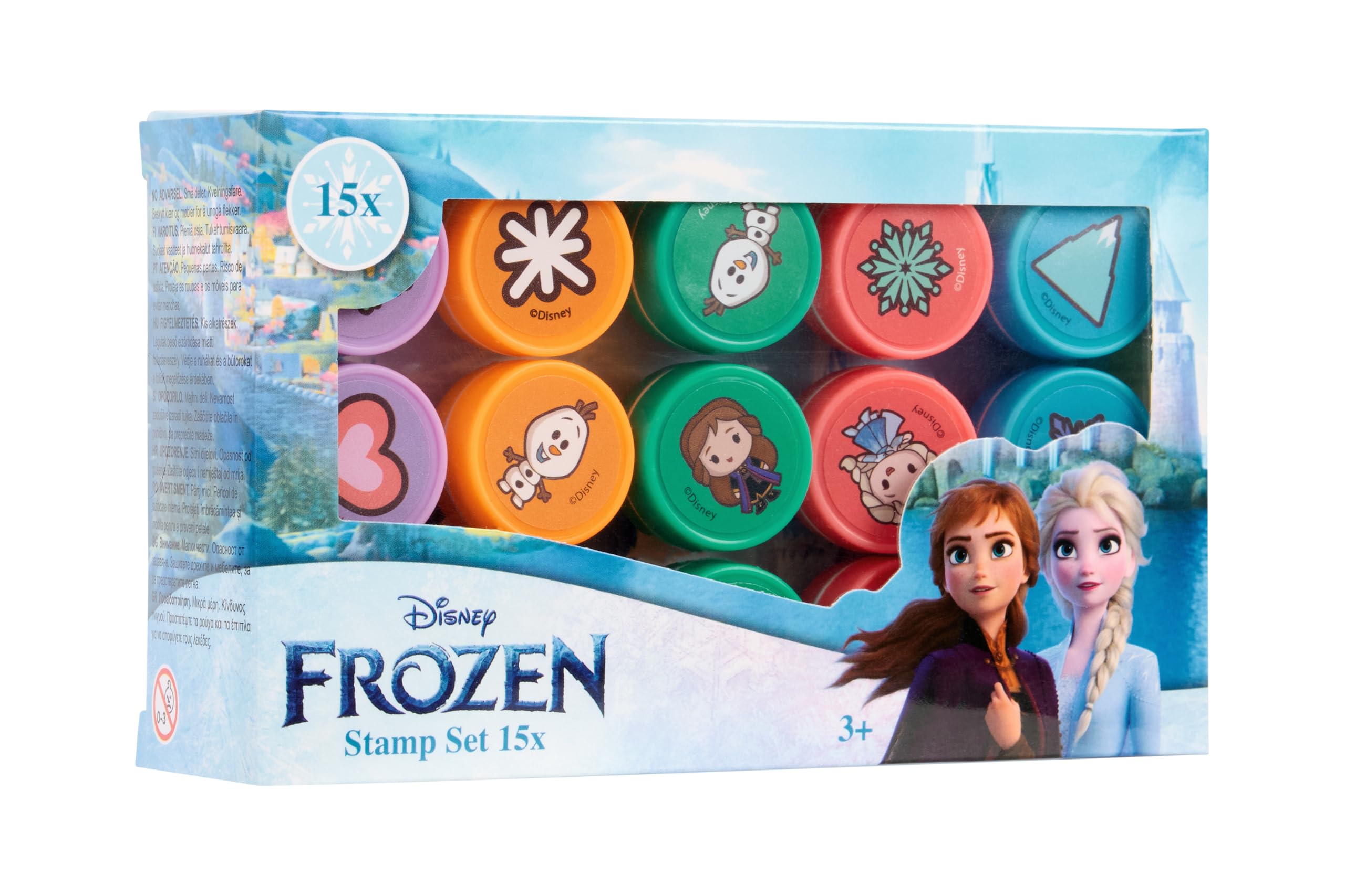Frozen zestaw pieczątek 15 sztuk, ELSA i Anna, zabawka dla dzieci od 3 lat, królowa lodu, zestaw stempli do majsterkowania dla dziewczynek | Disney Frozen, kreatywny zestaw na urodziny dziecka i do