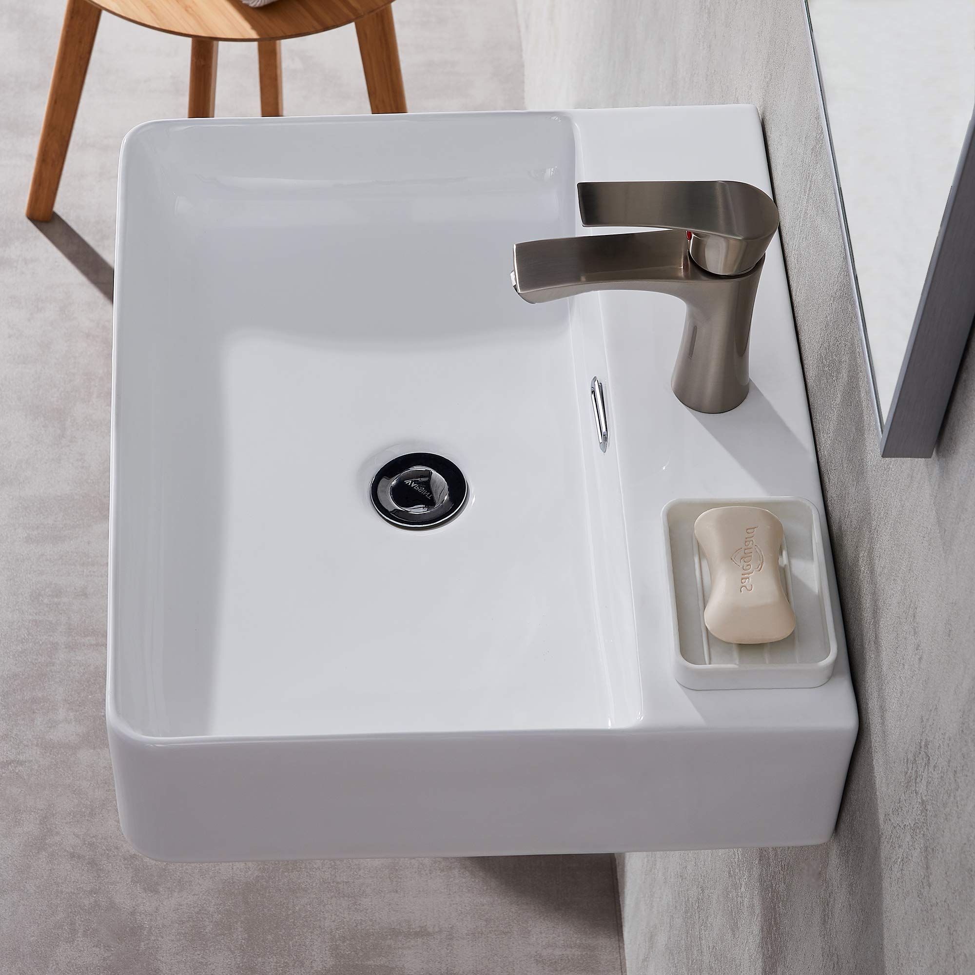 Bathroom Sink,Wall Mount Sink,20"X 17"White Rectangle Wall Mounted ...