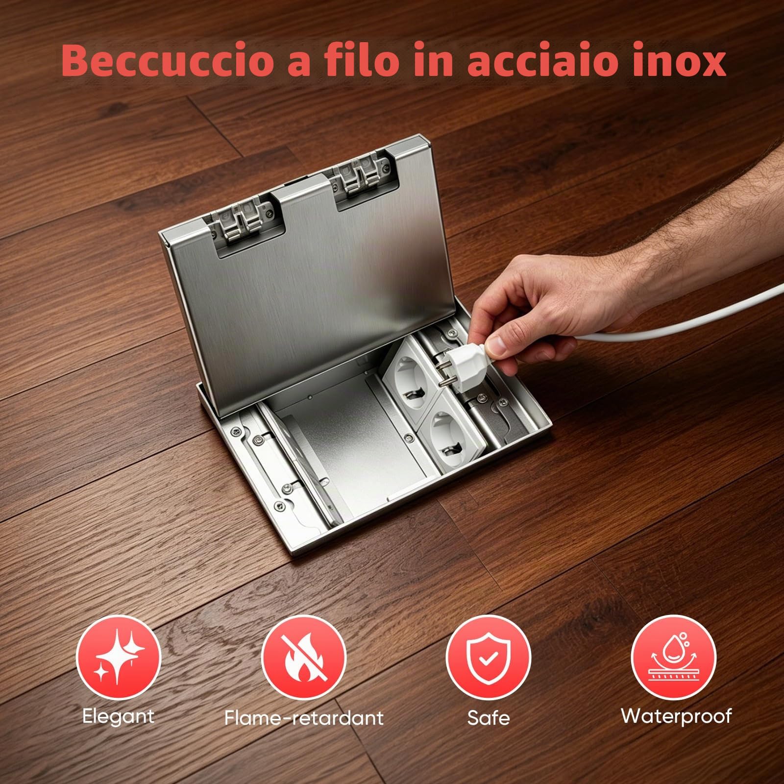 Presa Da Incasso A Pavimento, 4000W 16A Presa Nascosto Da Incasso Multifunzionale Scatola Impermeabile Scatola Interrata In Acciaio Inox Con 3 Prese EU e USB + Tipo C Per Cucina Soggiorno E Ufficio
