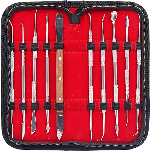 NIUPIKA Steel Wax Carving Tool Dental Clay Pottery Plaster Sculpture Carvers Tools Kit Dabber Tool Set