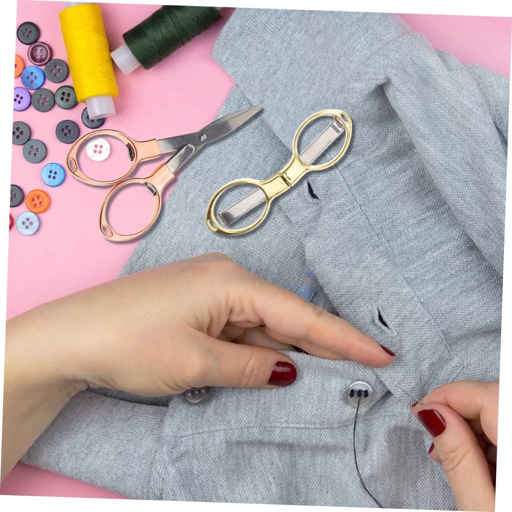 SHINEOFI Forbici Pieghevoli Piccole Da Cucito e Fai Da Te in Metallo Set 6 Pezzi Per Casa, Ufficio e Scrapbooking, Compatte Leggere Impugnatura Ergonomica Per Taglio Carta e Tessuto
