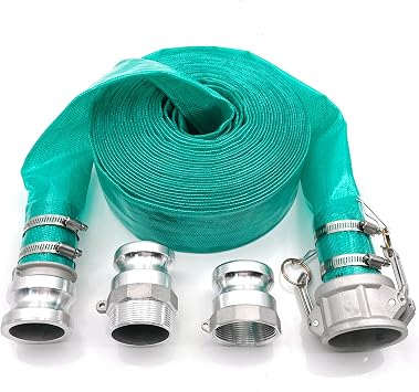 SAFBY Pump Water hose Discharge With Aluminum Camlock A C E F Fittings, Heavy Duty Three layer Backwash Drain Hose for pool, Backwash Hose, Lawn,Garden1.5inch 50feet