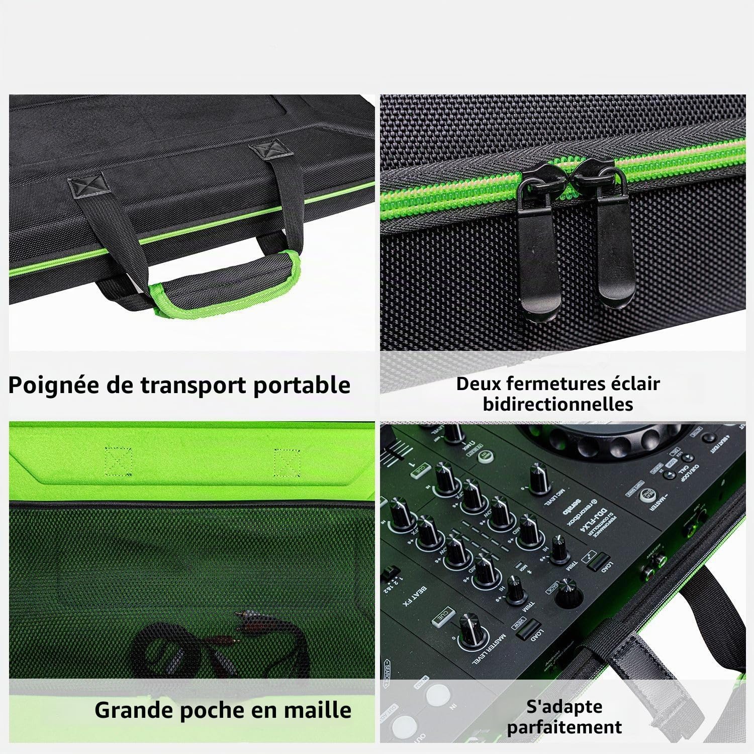 Housse Transport Dur pour Pioneer DDJ-FLX4/DDJ-400/DDJ-SB2/SB3,pour Hercules Inpulse 300,Contrôleur DJ Sacoche Étui Voyage Sac pour Roland DJ-202,Traktor Kontrol S2 MK3 & Accessoires