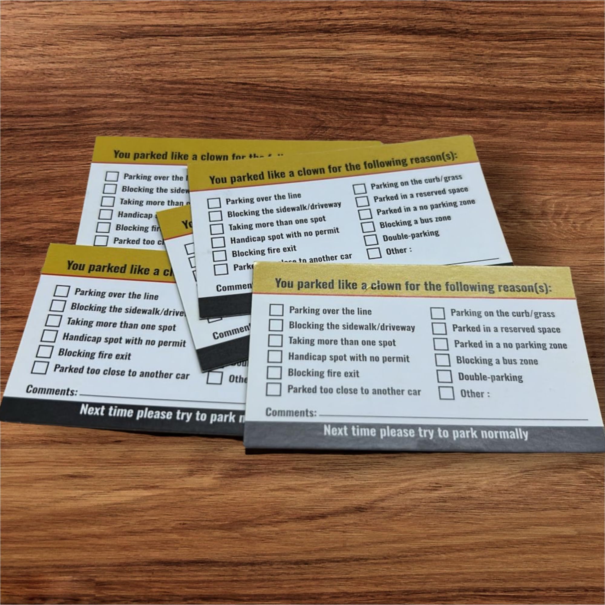 SHOPNOSIS Bad Parking Cards - You Parked Like an Idiot Cards & Stickers with Multi Violation Reasons Pack 20 - Image 4
