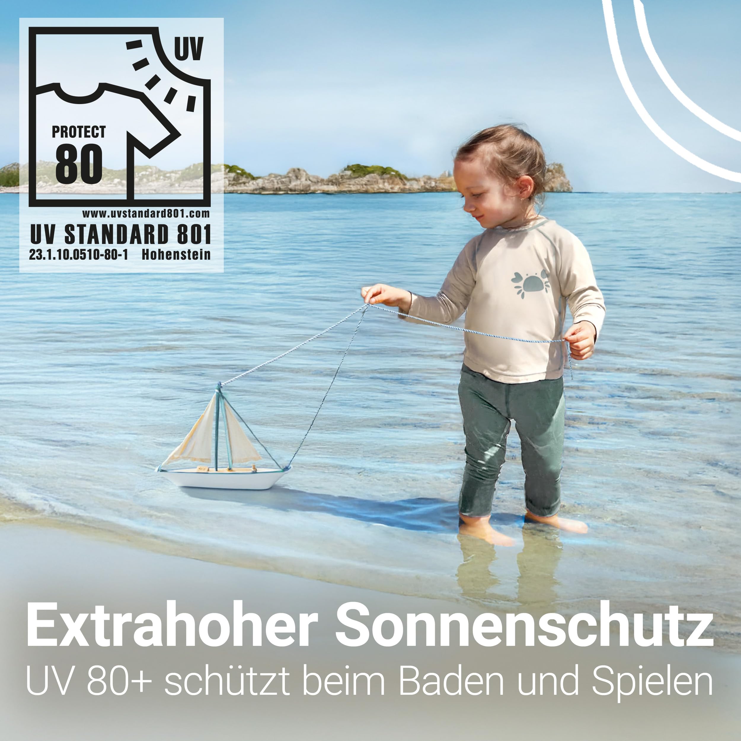 LaLoona Baby UV Schutz Shirt | Langarm Badeshirt mit UPF 80+ | UV Kleidung schnelltrocknend & Oeko-TEX Standard 100 geprüft