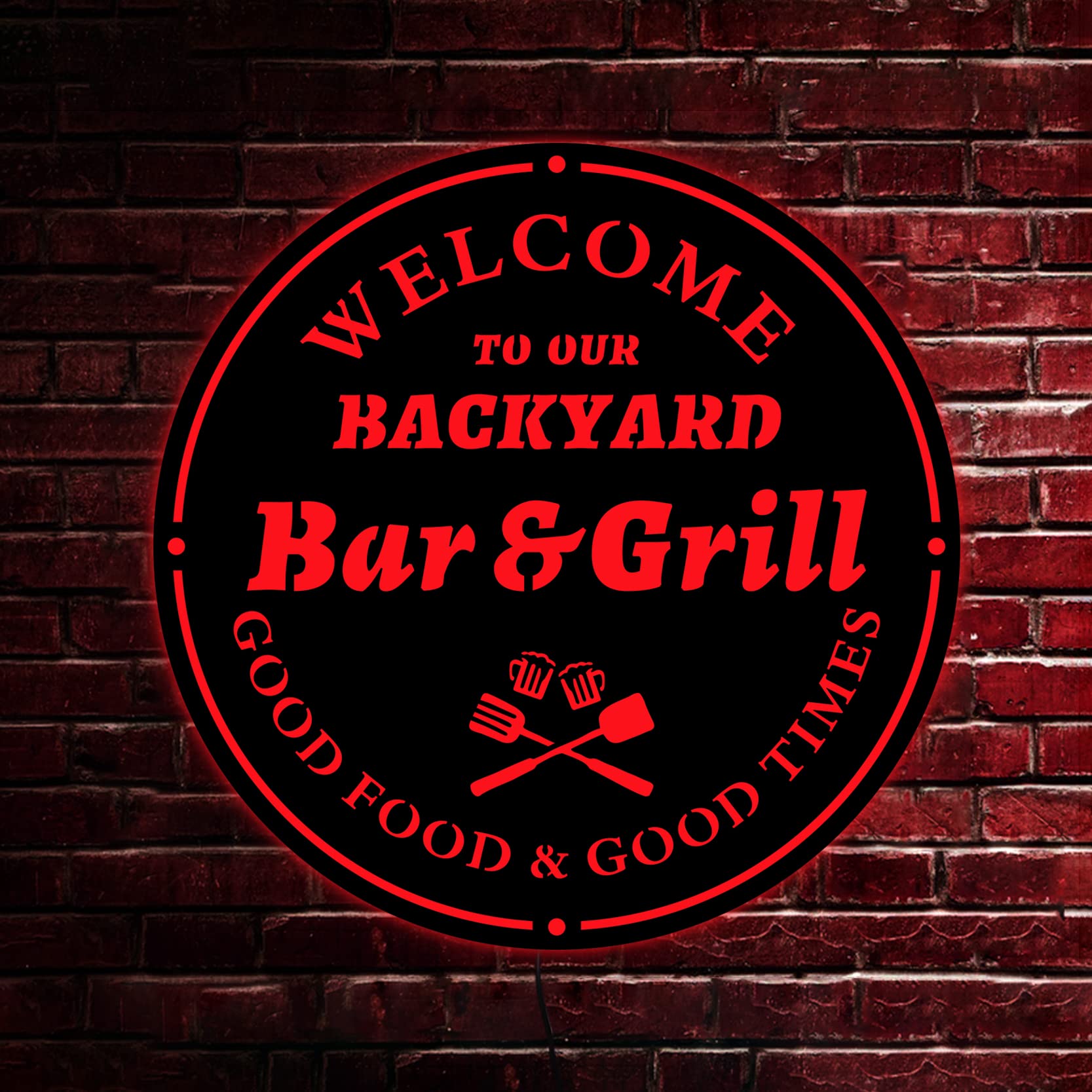 Welcome To Our Backyard Bar And Grill Signs, Neon Bar Sign, BBQ Sign, Bar and Grill, Backyard Decor, Sign, Man Cave Signâ€¦ (Backyard Bar And Grill)