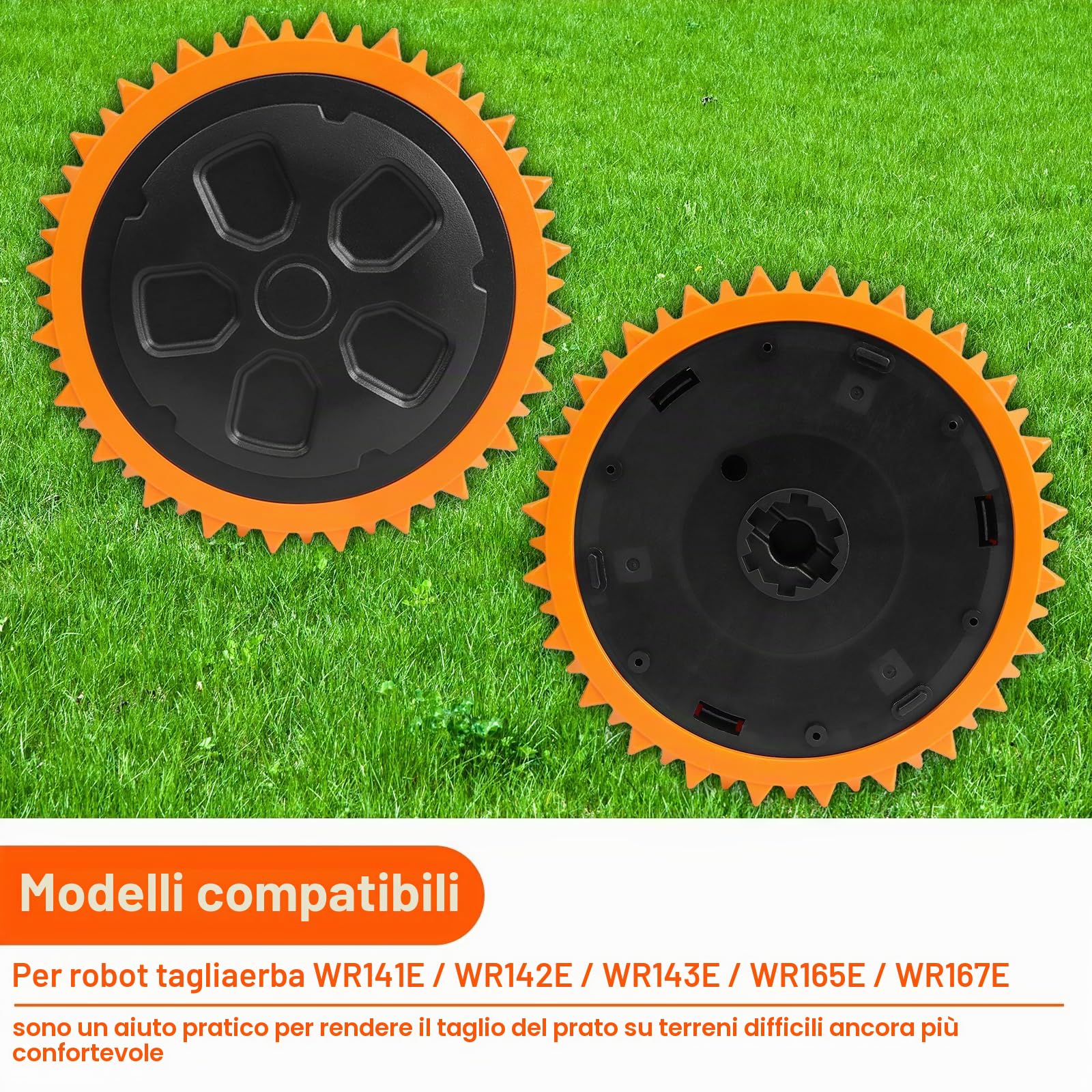 Ruote per robot rasaerba Worx Landroid, compatibili con i robot rasaerba WR141E / WR142E / WR143E / WR165E / WR167E, facili da installare, adatte ai prati.