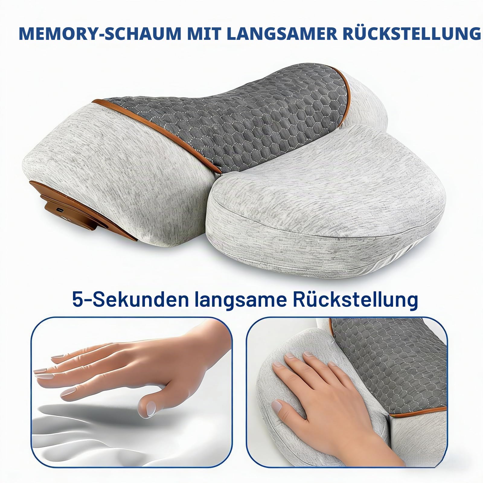 Nackenmassagegerät Elektrisch mit Wärme, 2026 Uptodate 3-in-1 Nackenmassagekissen, Entspannungskissen für Nacken Zervikales Massagekissen, Pillow Massage Neck Hump, 3 Modi (Grau)