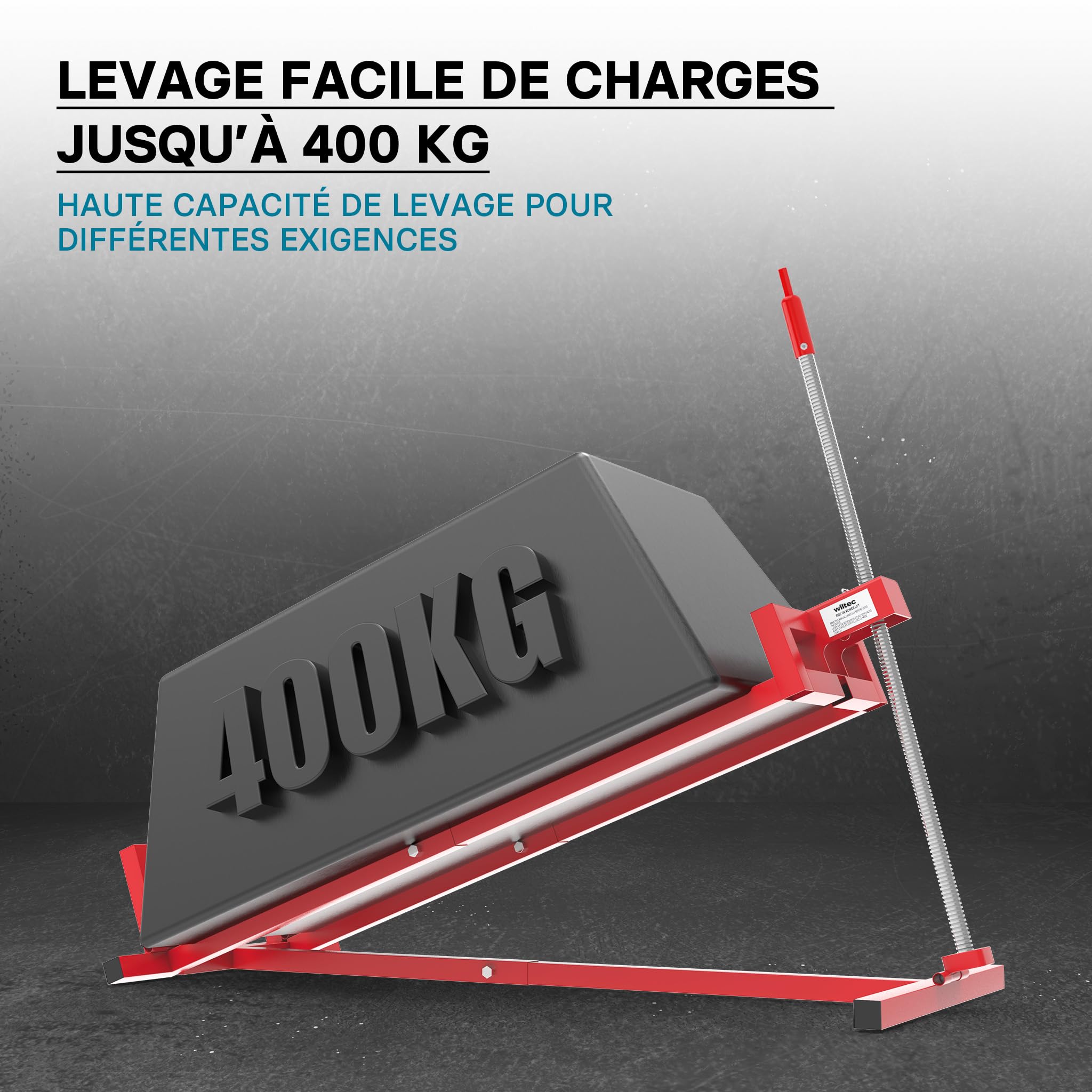 Wiltec Kit Cric lève Tracteur Tondeuse avec Adaptateur pour Visseuse sans Fil – 400 kg Max. – Acier – Mowerlifter Outillage de Mecanicien Treuil Palan Nettoyage Facile