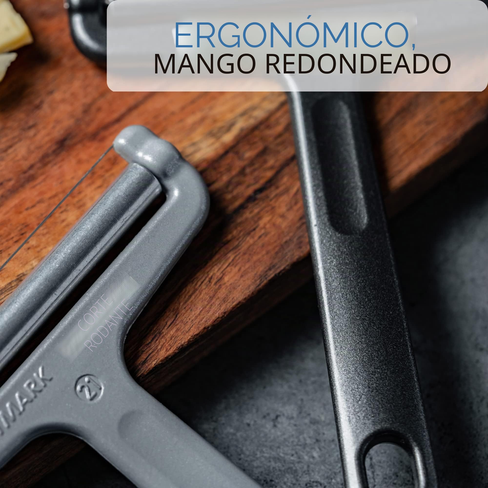 Westmark Cortador de queso con rodillo y alambre de corte, Acero inoxidable/aluminio, Espesor variable