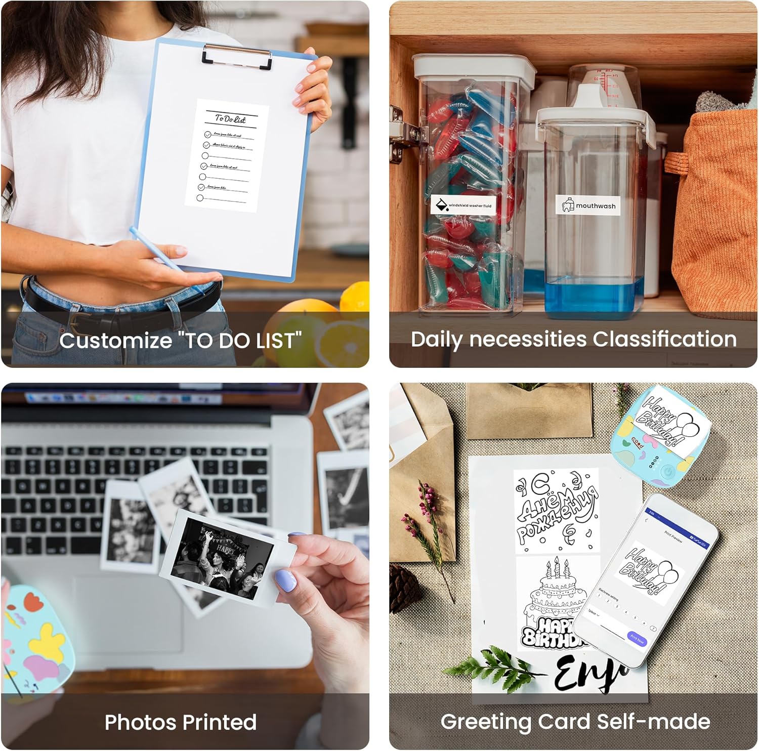 Mini Sticker Printer Bundle – Portable Inkless Bluetooth Thermal Printer with BPA-Free Color Sticker Paper Rolls – for Labels, Notes, Journals, DIY, Students, Home & Office Use