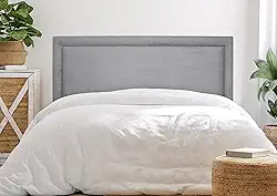 Cabeceira Casal Reta Luxo 140x60 Suede Cinza - Tachas Fumê