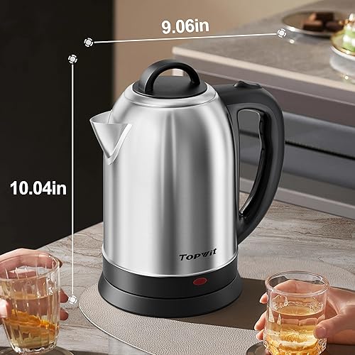 Miniatura 8 de Topwit Hervidor eléctrico grande de 2.5 L, caldera de agua y calentador de acero inoxidable sin BPA, hervidor de té eléctrico de hervir rápido,