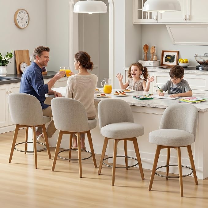 Set de 2 Butacos giratorios con respaldo y asiento tapizado miniatura 9