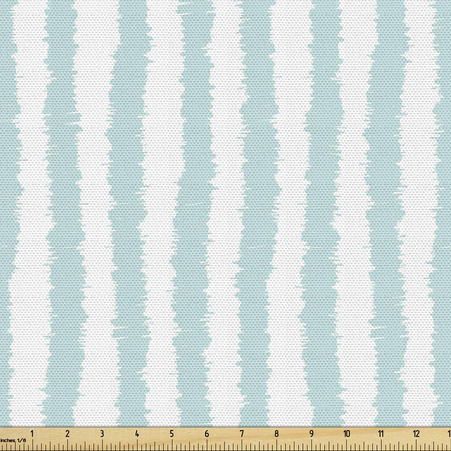 Ambesonne Aqua Fabric by The Yard, Vertical Striped Pattern with Sketchy Lines Hipster and Grunge Design Ikat Inspired, Decorative Fabric for Upholstery and Home Accents, 2 Yards, Seafoam White