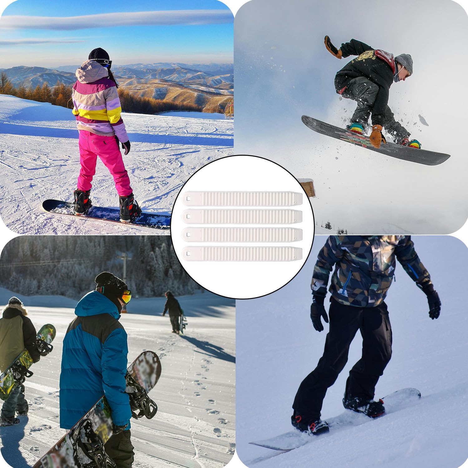 BOXOB 4pz Cinghie per Attacchi Snowboard, 17,5x2,1cm Elevata Elasticità Ricambio Attacchi con Cinturino da Snowboard con Viti Dadi Rondelle per Pattini e Attrezzatura Sportiva