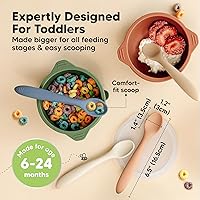 Vista 2 de KeaBabies Cucharas de silicona para bebés, alimentación autónoma de 6 a 12 meses, paquete de 3 utensilios de destete para bebés, cuchara