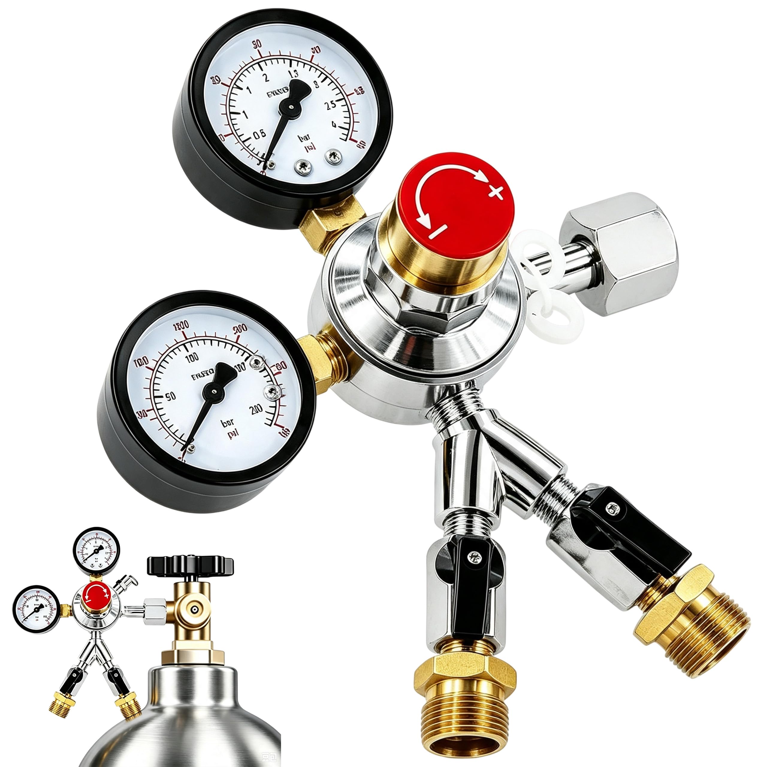 Reduktor ciśnienia CO2, W21.8 wlot reduktor ciśnienia (0-100 psi)
