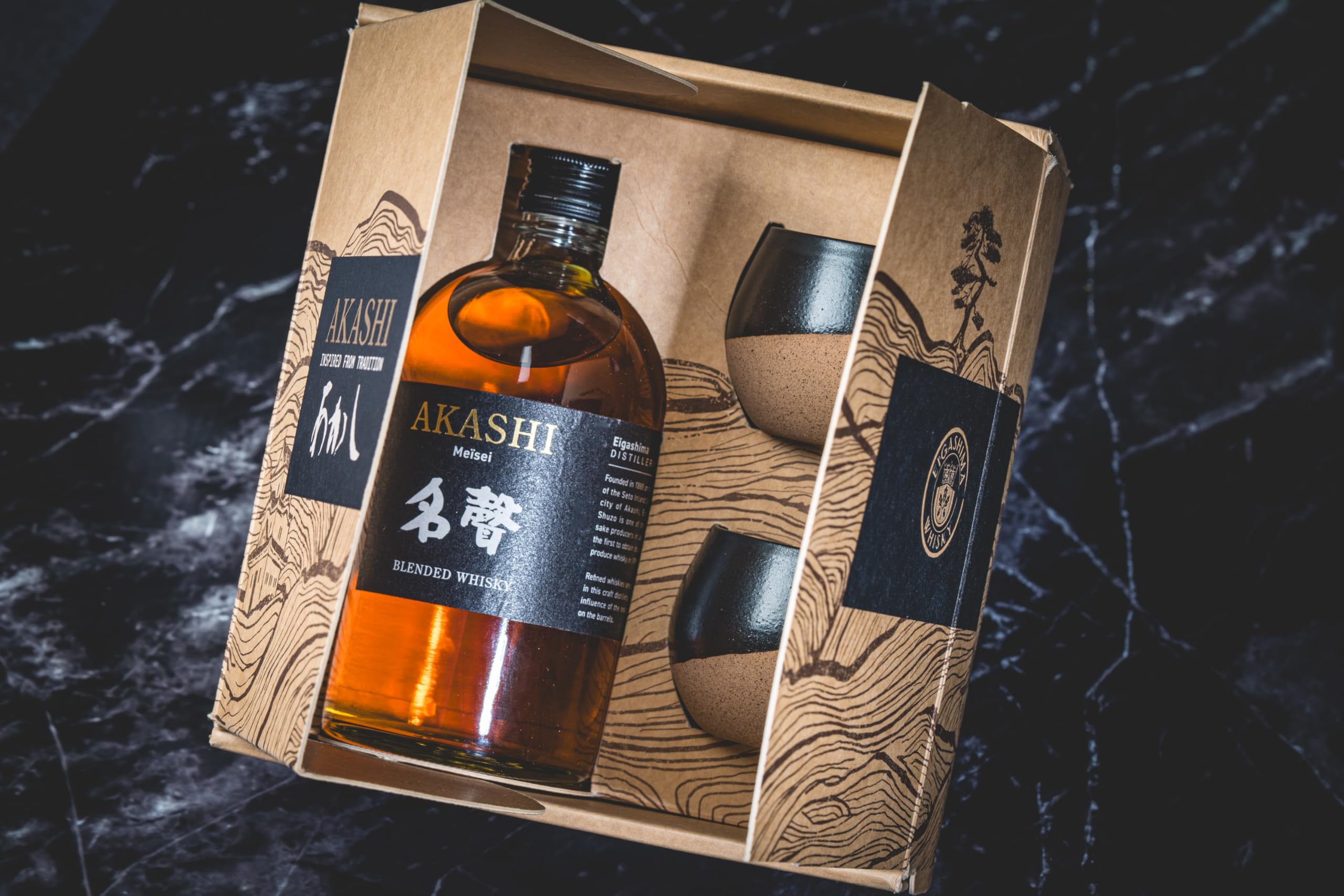 Akashi Whisky Meisei Special Pack con 2 Bicchieri"Japanese Style" - 500 ml