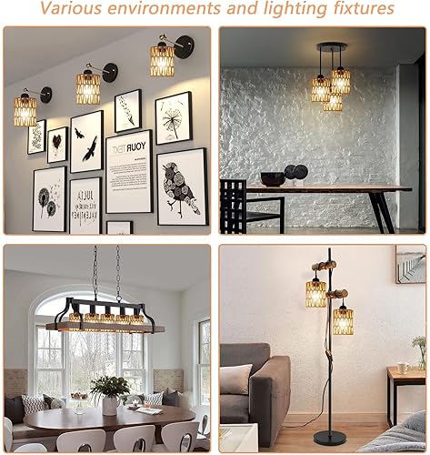 Miniatura 2 de Paquete de 4 pantallas de lámpara de ratán, reemplazo de pantalla de mimbre pequeña retro, 6 pulgadas de altura, 4.9 pulgadas de diámetro, pantalla