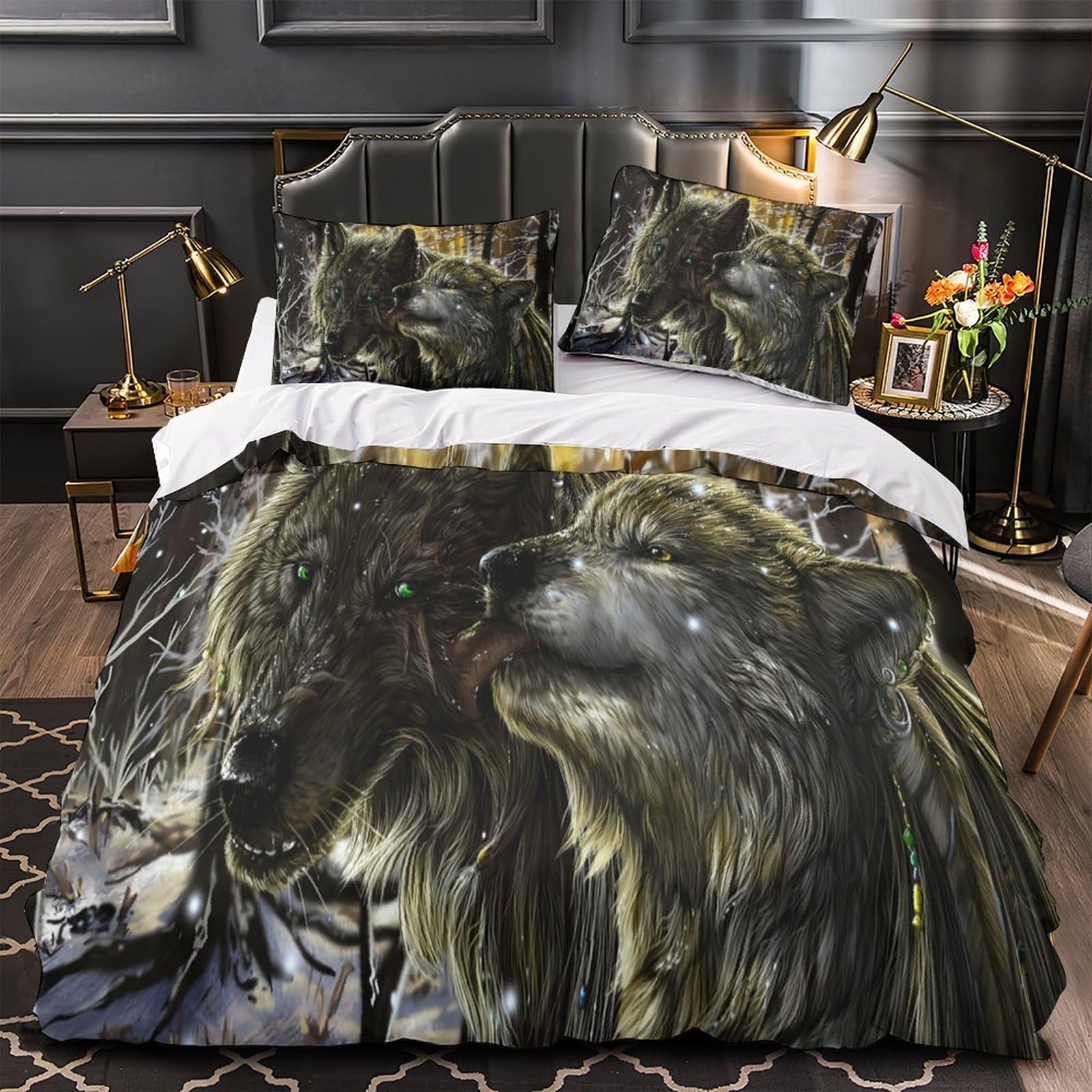 Housse de couette cerf hypoallergénique avec fermeture éclair microfibre imprimé 3D