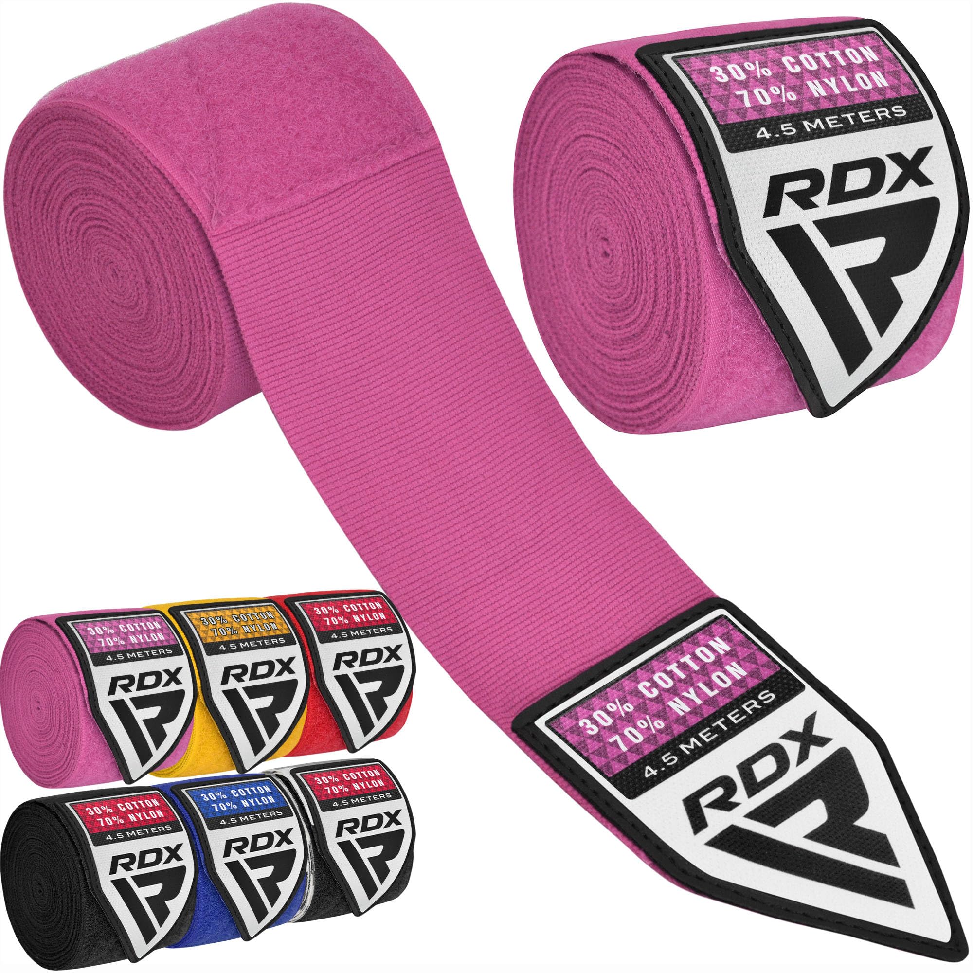 RDX Boxing Hand Wraps Inner Gloves, 4.5m Elasticated Thumb Loop Bandages, Men Women Under Mitts Straps Wrist Protection, Muay Thai MMA Kickboxing Martial Arts, Speed Bag Punching Training
