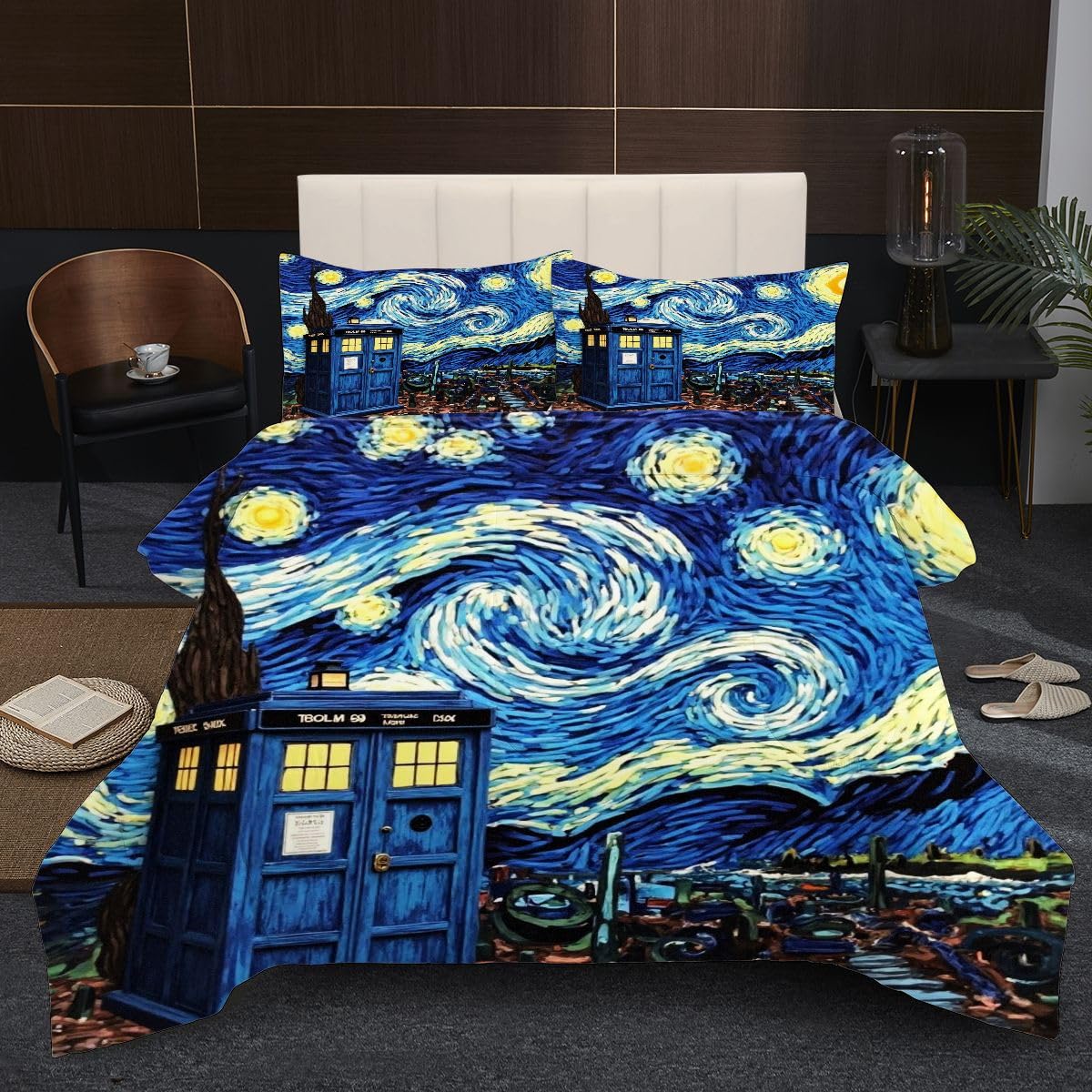Edredón Nordica Cama 150-220x240 cm Dibujo Azul, 3 Piezas Juego de Ropa para Adultos, 3D Edredón de Microfibra y 2 Funda de Almohada (220 x 240-50 x 75)