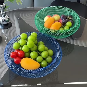 Nest Fruit Bowl with Drainer - Modern Home Decor, Creative Fruit Basket for Kitchen Counter, Dining Table, Living Room Coffee Table - Stylish Ins Aesthetic Storage & Display Green