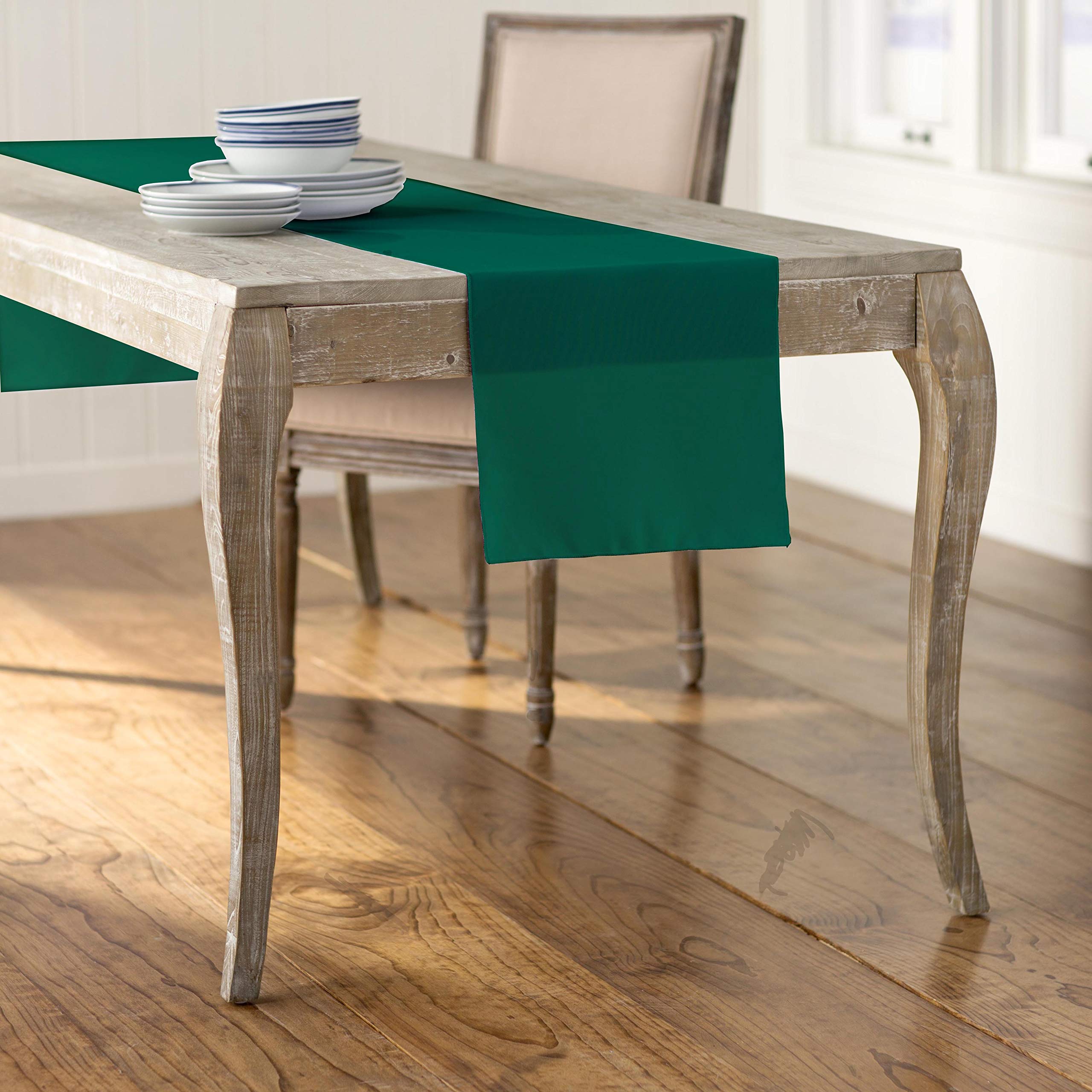LA Linen Polyester Poplin Table Runner, 14 by 108-Inch, Teal