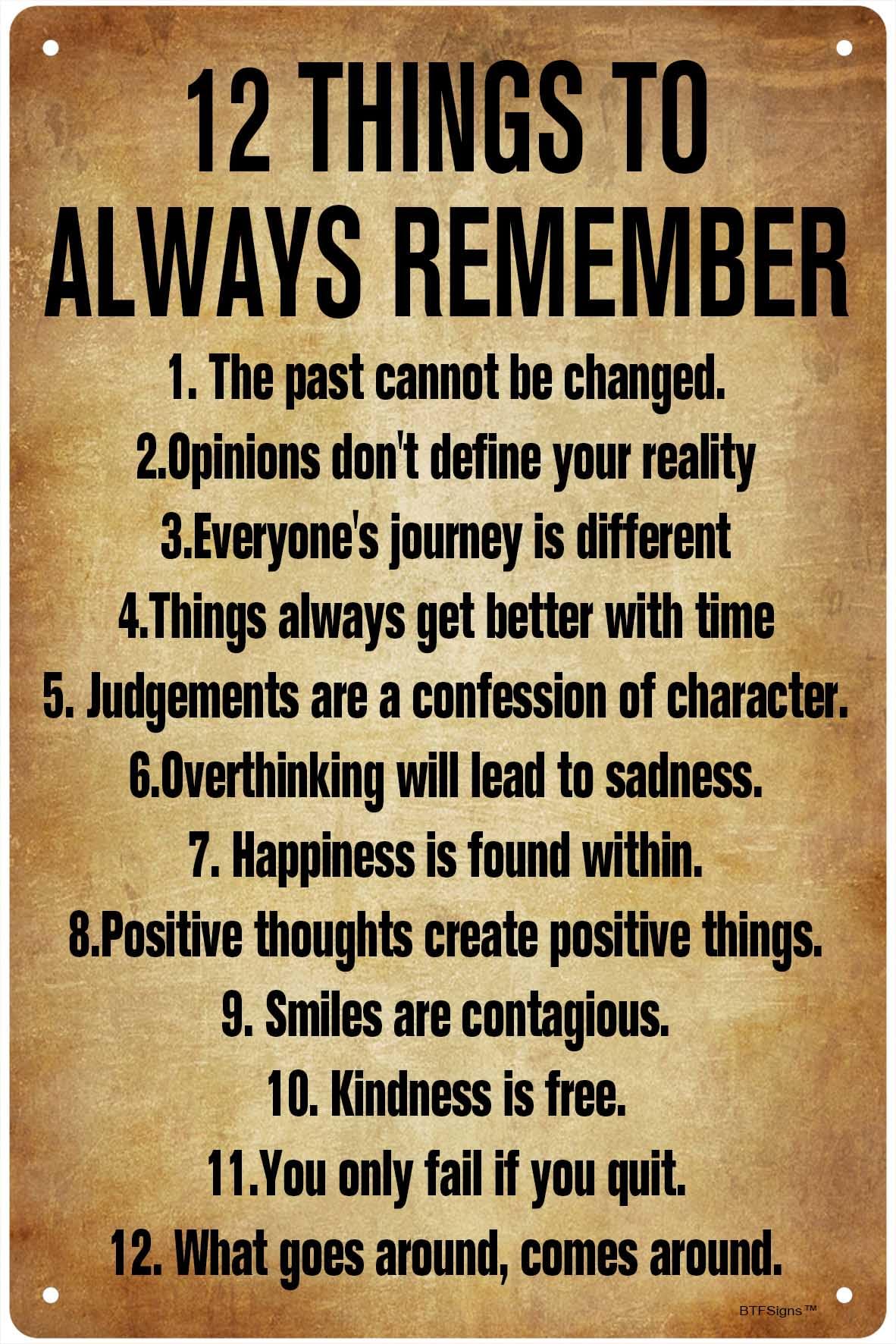 12 Things To Always Remember Sign Inspirational And Uplifting Wall Art Decoration 8 X 12 Inch