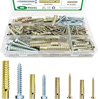 180Pcs / 90 Sets 4 Size Steel Wall Anchor with Screws, 5x30mm, 6x32mm, 8x38mm, 10x60mm Heavy Duty Loose Hinge Hole Repair Kit for Concrete, Hollow and Wooden Wall