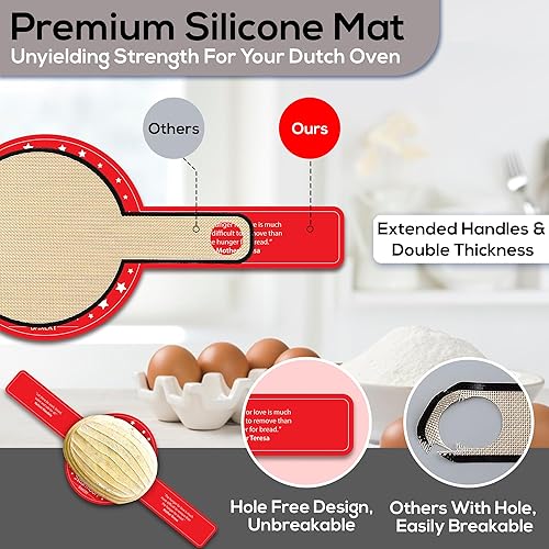 Miniatura 8 de 1 funda de silicona para horno holandés, extra grueso, antiadherente, reutilizable, de silicona, para hornear pan, con asas largas, suministros para