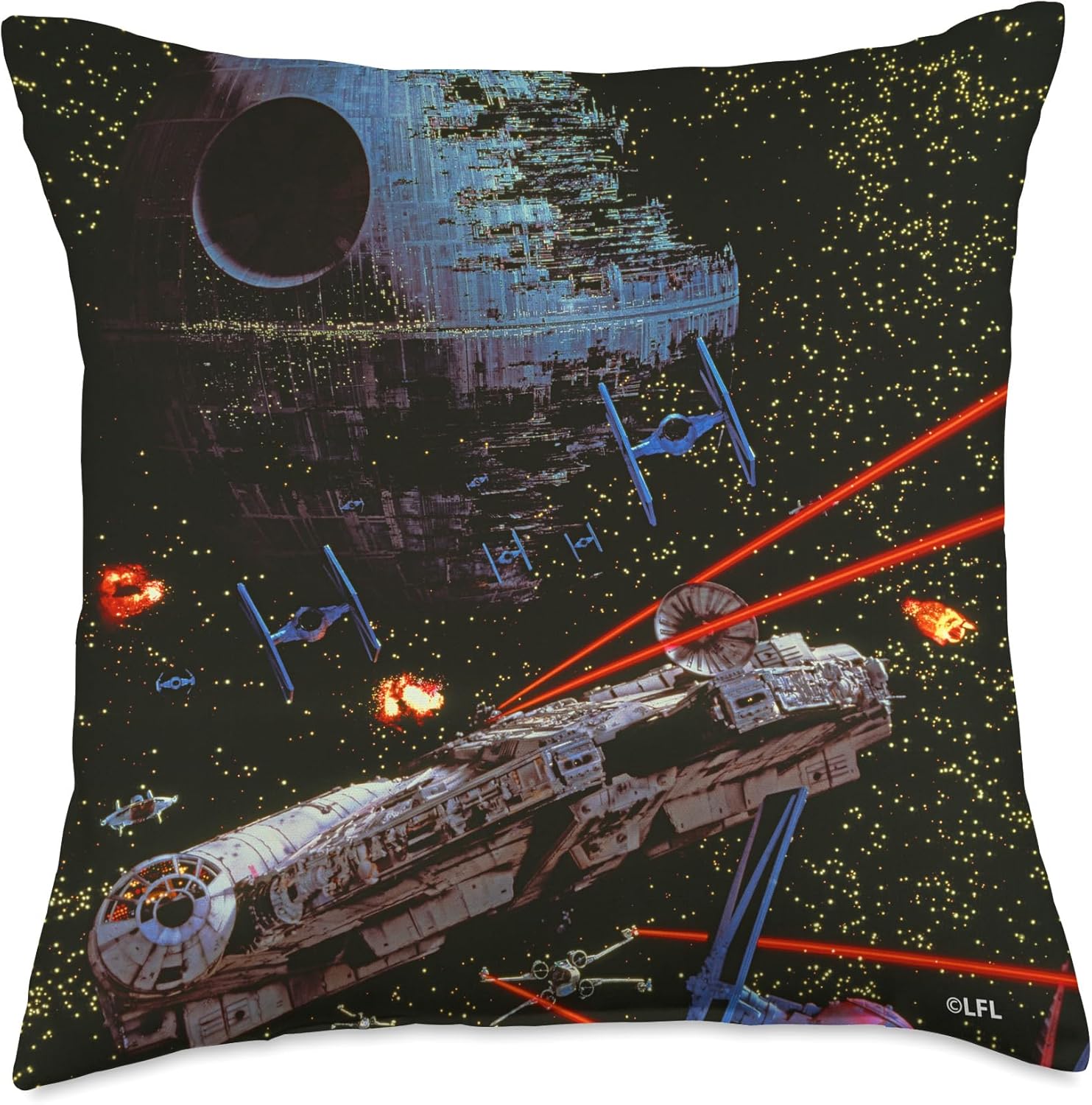 Star Wars Return of the Jedi Death Star II Battle Black Throw Pillow