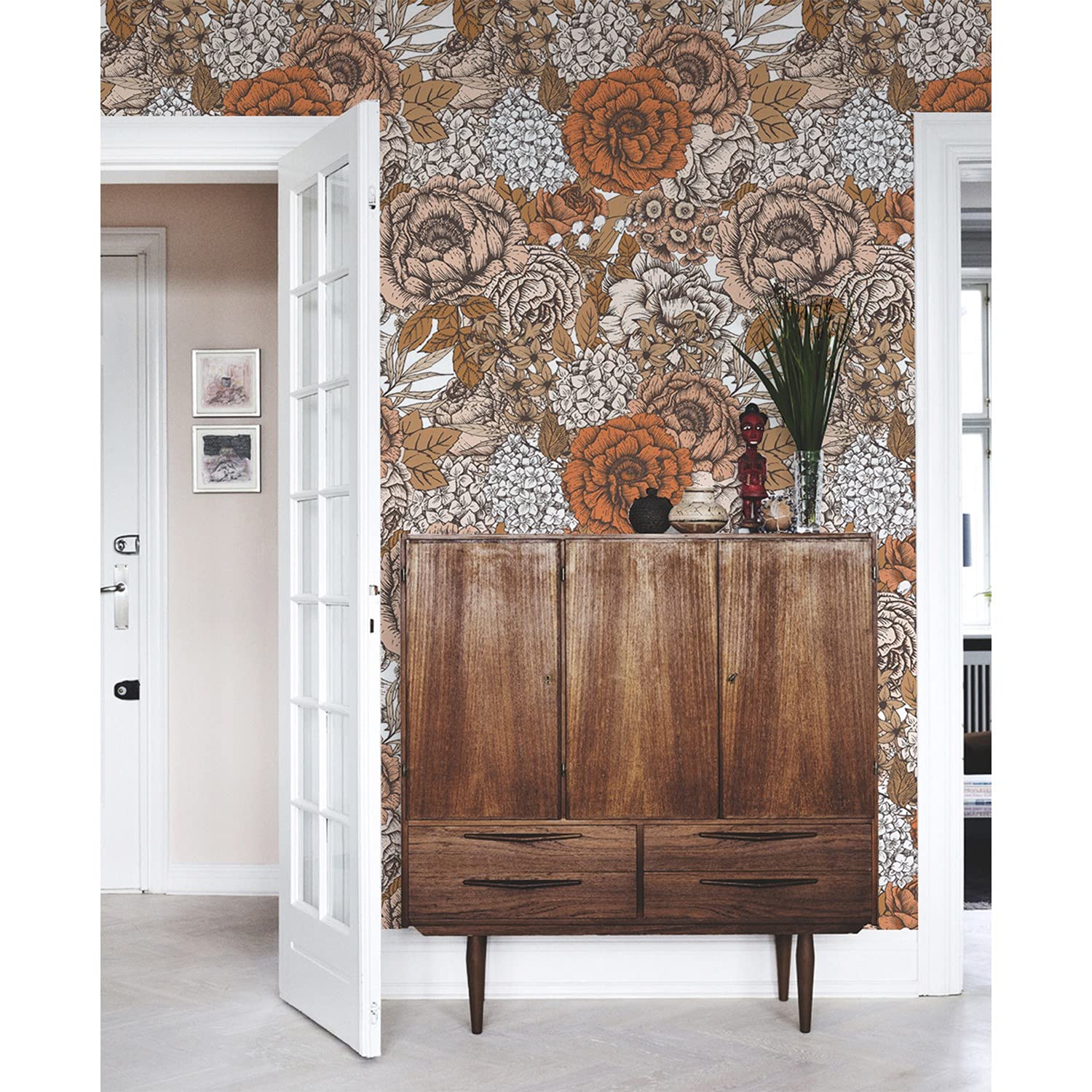 Papier peint des roses en latex résistant pour décoration murale